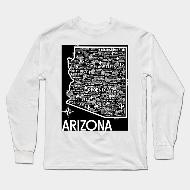 Arizona Map Long Sleeve T-Shirt by fiberandgloss